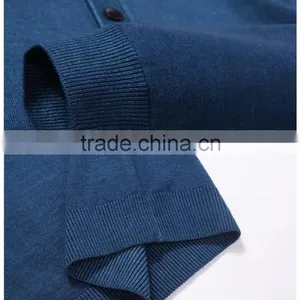 A Quarter of the Button Design Leisure Men Sweater Blue Collar and Easy Clothing thumbnail-4