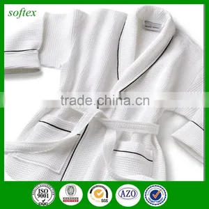Waffle Wave White Bathrobe 100% Cotton Man thumbnail-2