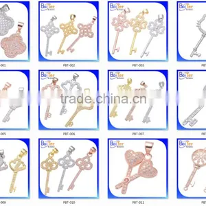 Gold Silver Plated Copper Micro Pave Pendant/CZ Cubic Zircon Key Pendant/Custom 925 Sterling Silver Pendant Jewelry Wholesale Quality Choice thumbnail-6