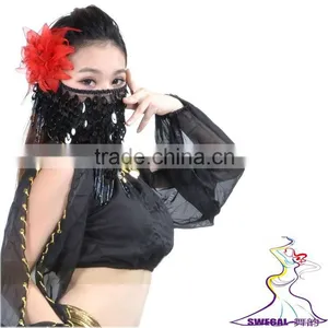 SWEGAL SGBDD13002 9 Colors Black Sexy Belly Dance Mysterious Charming Fashion Faace Veils thumbnail-1