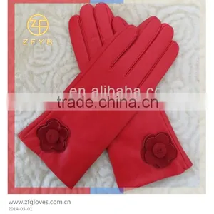 Women Wholesale High-grade Fashion Red Leather Hand Gloves thumbnail-1