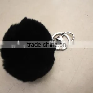Rex Rabbit Fur Pompons/fluffy Rex Rabbit Fur Colorful 6cm Key Chain thumbnail-4