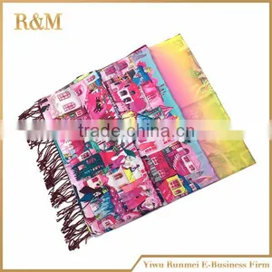 Multicolor Double Layer Oil Panting Scarf thumbnail-1