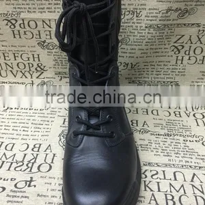 Black Genuine Leather Army Military Police Tactical Boots With Zipper thumbnail-3