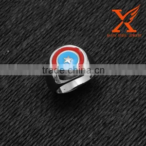 In Stock Cheap Championship Marvel Comics New Stainless Steel Captain America Comic Geek Band Ring for Woman and Men thumbnail-1