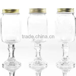 600ml Stemmed Embossing Clear Glass Mason Jars thumbnail-1