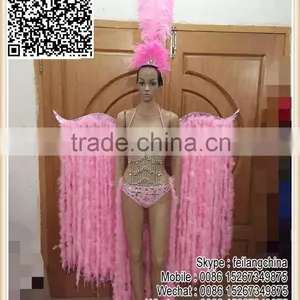 Adult Samba Sexy Pink Feather Boa And Ostrich Feather Headpiece Costume thumbnail-1