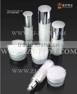 Plastic Cosmetic Packaging, Taper-shaped Acrylic Cream Jar and Lotion Bottle With Pump thumbnail-1