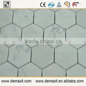 2" Hexgon Italian Calacatta Gold Marble Mosaic for Prefab Homes thumbnail-3