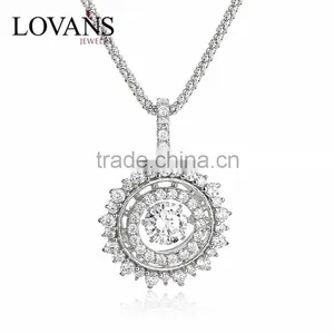 Sterling Silver Fancy Dancing Stone Pendant Necklace Designs For Girls thumbnail-1
