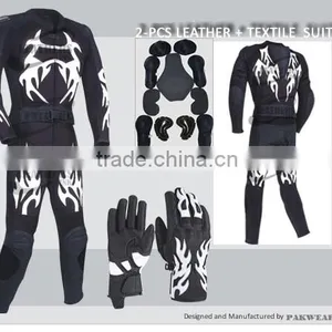 Women Motorbike Leather Suits & Unique Design With White Leather Along With Matching Glove/ Style-PW-1641-glove thumbnail-1
