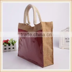 Factory Direct Sale Plain Jute Bag With Pvc Pocket thumbnail-2