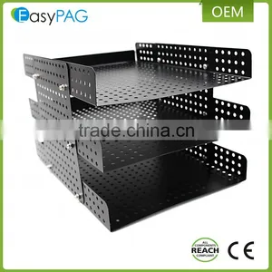 Factory Custom Made Black Color 3 Tier Large Space Metal Mesh Office Desk File Holder thumbnail-1