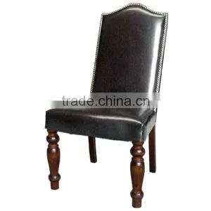 Luxury Vintage Furniture Solid Wood Chair Cover by pu Leather Fabric thumbnail-3