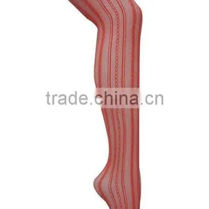 Red Vertical Stripe and Cable Fishnet Tights thumbnail-1