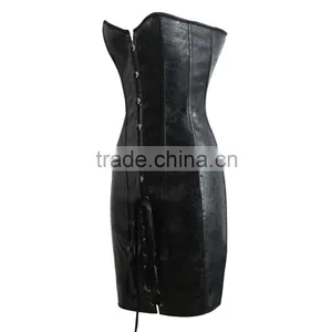 Fashion Style Formal Corset Dresses PU Gothic Corset Dress Long thumbnail-3