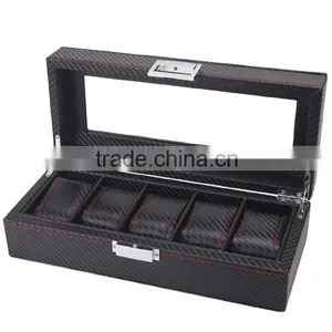 Chinese Factories Wholesale Custom Carbon Fiber 5 Watches Boxes, Fashion Beautiful Gift Box thumbnail-2