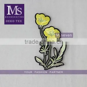 Beautiful Yellow Flower Patches Customized Embroidery Patch Products for Sale thumbnail-1
