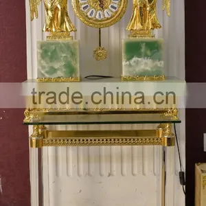 Antique Copper 24K Gold Plated Peacock Floor Lamp Clock, Peacock Hanging Floor Clock thumbnail-5