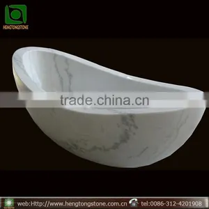 White Marble Solid Marble Bathtub thumbnail-1