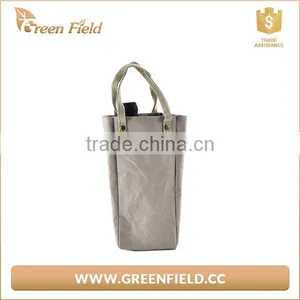 Brown Washable Kraft Paper Single Wine Bottle Bag With Handles thumbnail-3