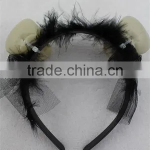 Halloween Skull Hairband Scary Skull Headband With Feather thumbnail-4