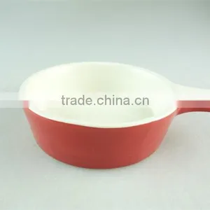 Hot Selling Glazed Red Ceramic Bake Plate With One Handle, Durable Ceramic Bakeware thumbnail-1
