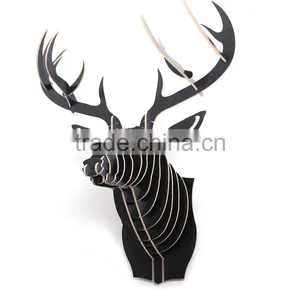 Wall Hanging Wood Crafts Moose Head Decoration thumbnail-2