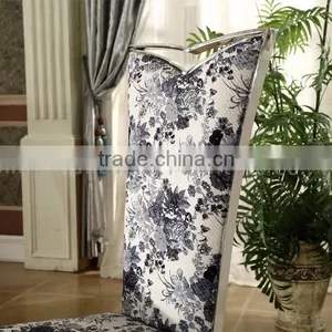 Painting Fabric Cover Mirror Silver Stainless Steel Dining Chair thumbnail-6