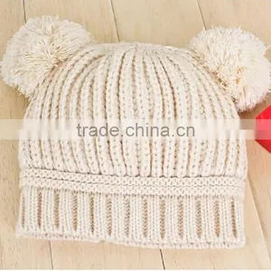 New Korean New Fashion Baby Girls Boys Kids Children Dual Ball Knit Sweater Cap thumbnail-6