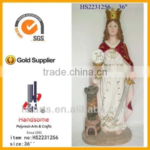 12"Resin Saint Barbara Religious Statue With Resin Base thumbnail-2