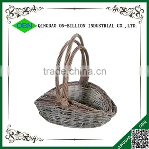 High Handle Wicker Woven Artificial Flower Basket Gift thumbnail-3