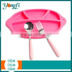 Home & Garden 3-Piece Toddler Dinnerware Children Spoon and Fork Set Silicone Dinner Plates thumbnail-1