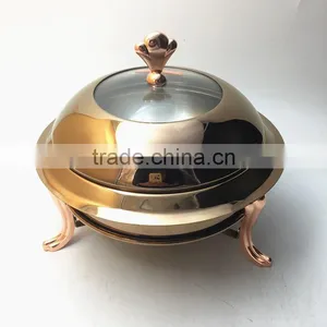 26cm Rose Gold Plated Stainless Steel Chafing Dish for Banquet Hot Sale Chafing Dish thumbnail-2