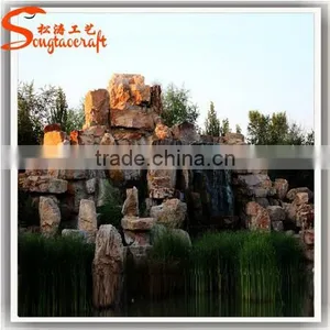 Factory Design Large Outdoor Artificial Fiberglass Decoration Waterfall Rocks for Gardens thumbnail-4