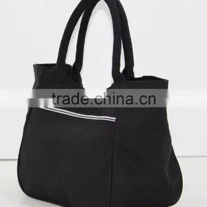 Canvas Fabric Handbag With Padded Rope Handle & With Magnet Button Closure thumbnail-2