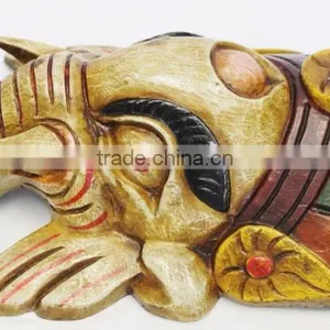 Hand Crafted Wooden Mask of Hindu Lord Ganesh Wall Hanging Made In Nepal thumbnail-3
