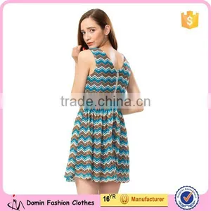 Geometric Wave Pattern Printed Custom Knitted Dress thumbnail-5
