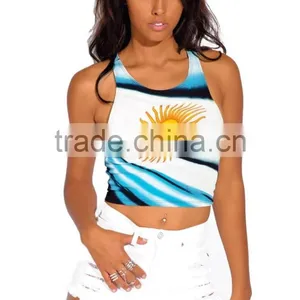 Summer Ladies Custom Flag Sun Graphic Sexy Crop Tank Tops thumbnail-3