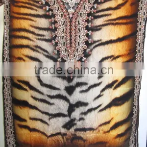 ANIMAL PRINT CAFTAN Digital Print Crepe 100% Silk LONG Kaftan Tunic Poncho thumbnail-2