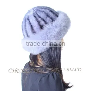 CX-C-156C Fashionable Cheap Custom Fashion Real Mink Fur Beanie Cap Fur Hats Women thumbnail-3