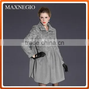 Women Winter Long Classic Wholesale Coat With Embroidery Lace thumbnail-1