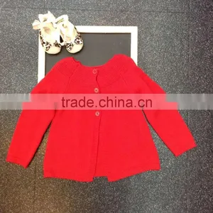 Red Cardigans New Design Girls Sweater Pattern Cardigan Knitwear Wholesale Children Dark Pink Cardigan of Stock thumbnail-4