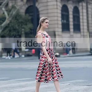 Ladies's Summer Fashion Chiffon Printed Dress in Casual Dress Slim Fit Sleeveless Long Dress Casual Skirt thumbnail-1