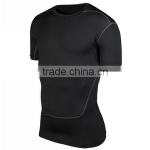 2017 New Fashion Desgin Plain Color 88%Polyester 12%Spandex Breathable Stretch Tank Top T-shirt Sport Men T Shirt thumbnail-2