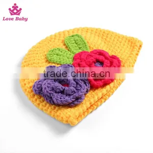 Wholesale Kids Photo Props Knitted Hat Handmade Newborn Flower Photography Hat for Kids thumbnail-2