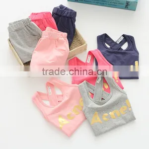 Summer Girls Printing Tank Top and Shorts Cotton Casual Kids Clothing Sets thumbnail-1