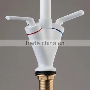 Best Promotion! Modern Double Handle Bathroom Faucet Kitchen Sink Swivel Spout Mixer Tap White Excellent Quality thumbnail-6