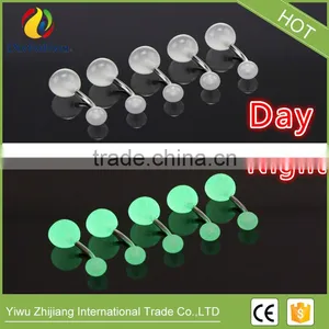 7 Colors Nightlight Stainless Steel Body Piercing of the Double Acrylic Ball Belly Button thumbnail-1