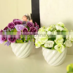 Cheap Modern Mini White Decoration Desk Ceramic Flower Vase Pot thumbnail-3